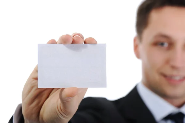 Man holding business card — Stock Photo, Image