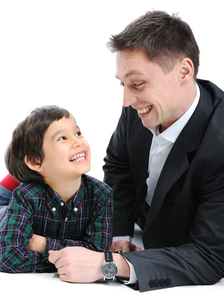 Happy father and son together Stock Image