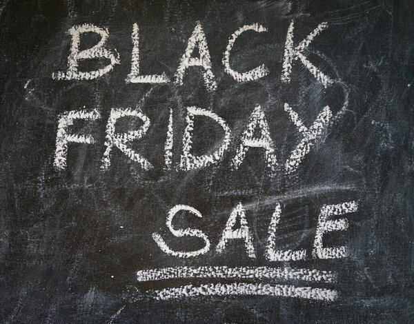 Black friday text on black board