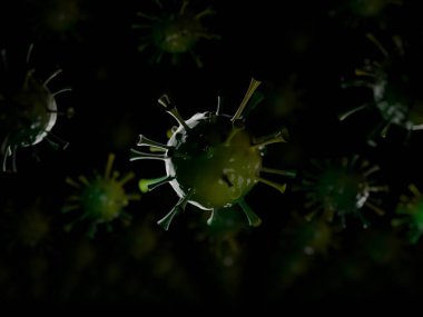 Coronavirus, yeşil pankartıyla koronavirüs molekülünü parçalıyor.. 
