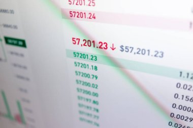 İşlemcilerin merkez ofisi, finansal grafikleri olan bilgisayarlar üzerinde çevrimiçi olarak çalışıyor..