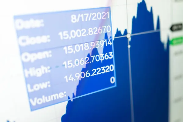 Finanzdaten auf einem Monitor als Finanzdatenkonzept. Analytics Report Status Information — Stockfoto