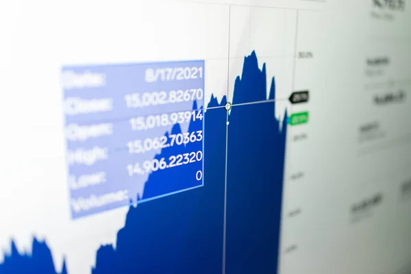 Datos financieros en un monitor como concepto de datos financieros. Informe analítico Información sobre el estado — Foto de Stock