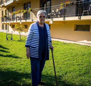 Aged candid woman close up portrait . high quality photo 
