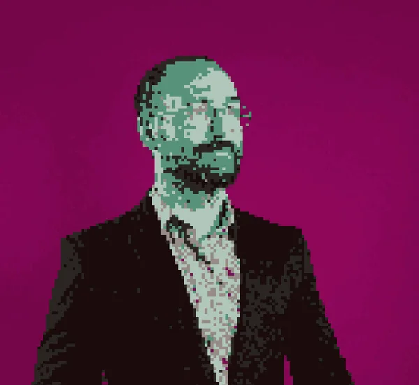 Pixel Konst av unga oigenkännliga man porträtt — Stockfoto