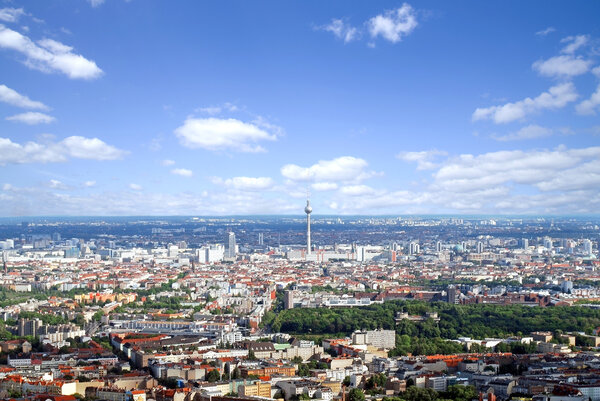 Berlin aerial photo with television tower and high rises