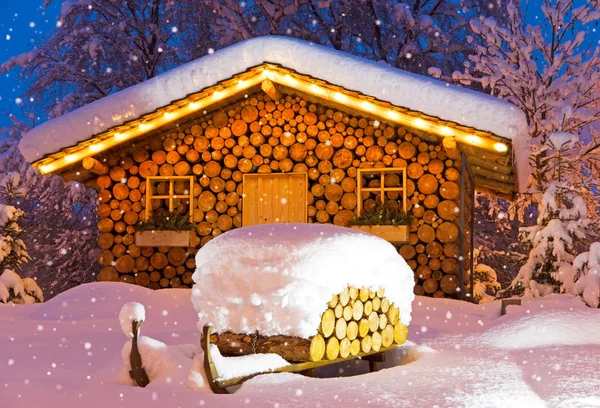 Kayak kulübesi Kış Noel — Stok fotoğraf