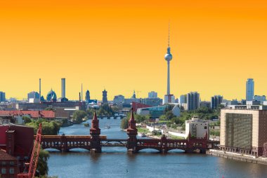 Berlin skyline sunset clipart
