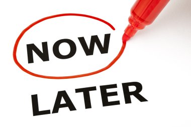 Now or Later with Red Marker clipart