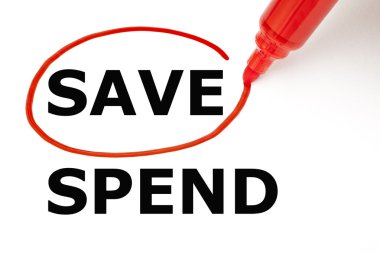 Save or Spend with Red Marker clipart