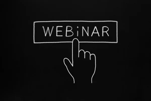 Pulsante Webinar clic sulla mano — Foto Stock