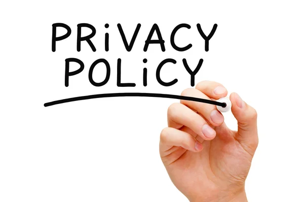 Privacy beleid zwarte marker — Stockfoto