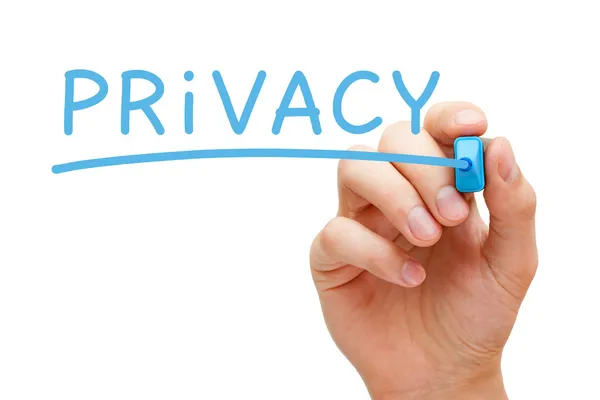 Privacy Blauwe marker — Stockfoto