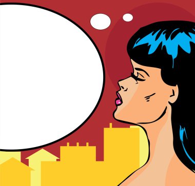 Pop art comic kadınla konuşan işareti gururlu kadın illüstrasyon vektör