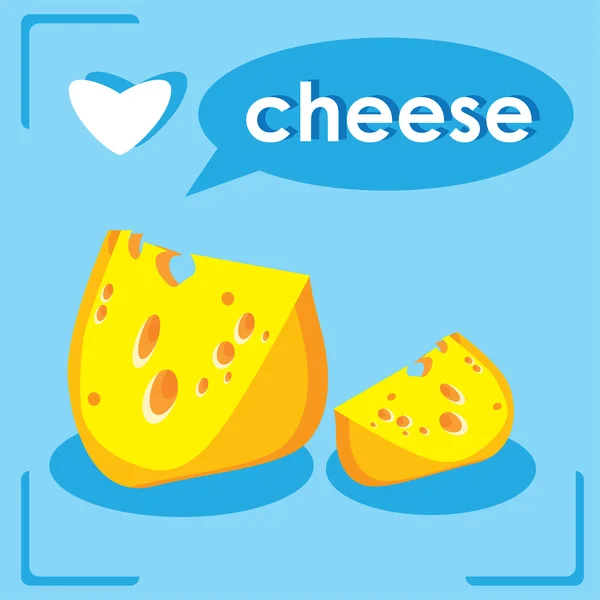 Pieces Of Cheese. love Cheese card — Stock Vector