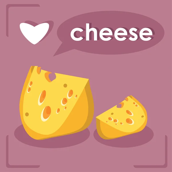 Pieces Of Cheese. love Cheese card — Stock Vector