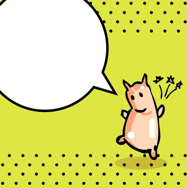 Banda desenhada Cartão de ilustração animal engraçado com bobble fala e bolinhas — Vetor de Stock