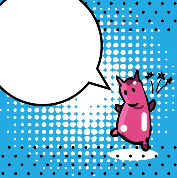 Tegneserie Funny dyr illustration kort med tale boble og polka prikker – Stock-vektor