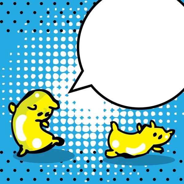 Banda desenhada Cartão de ilustração animal engraçado com bobble fala e bolinhas — Vetor de Stock