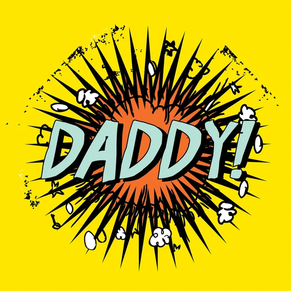 Festa del papà boom bollo cartone animato con il testo di papà! all'interno, illustrazione vettoriale — Vettoriale Stock