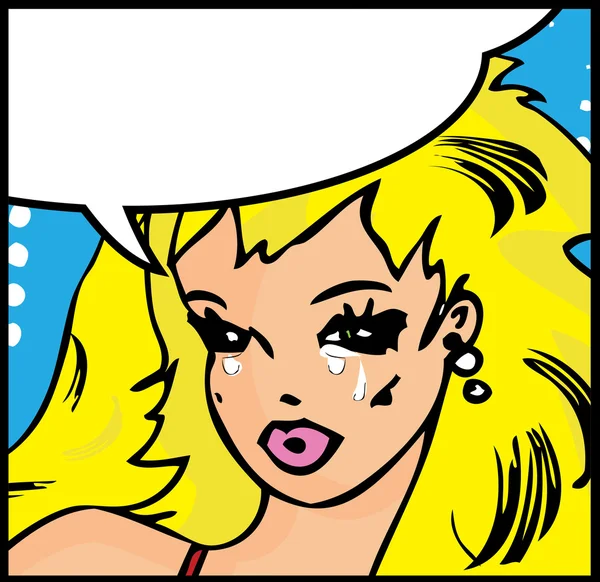 Vector illustration of a crying woman in a pop art comic style. — Stock Vector