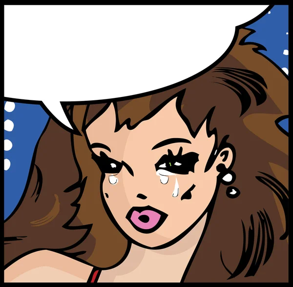 Vector illustration of a crying woman in a pop art comic style. — Stock Vector
