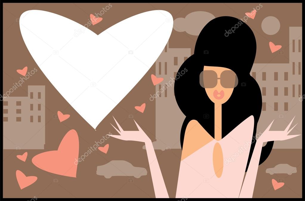 Pop Art Valentine Woman Background love card