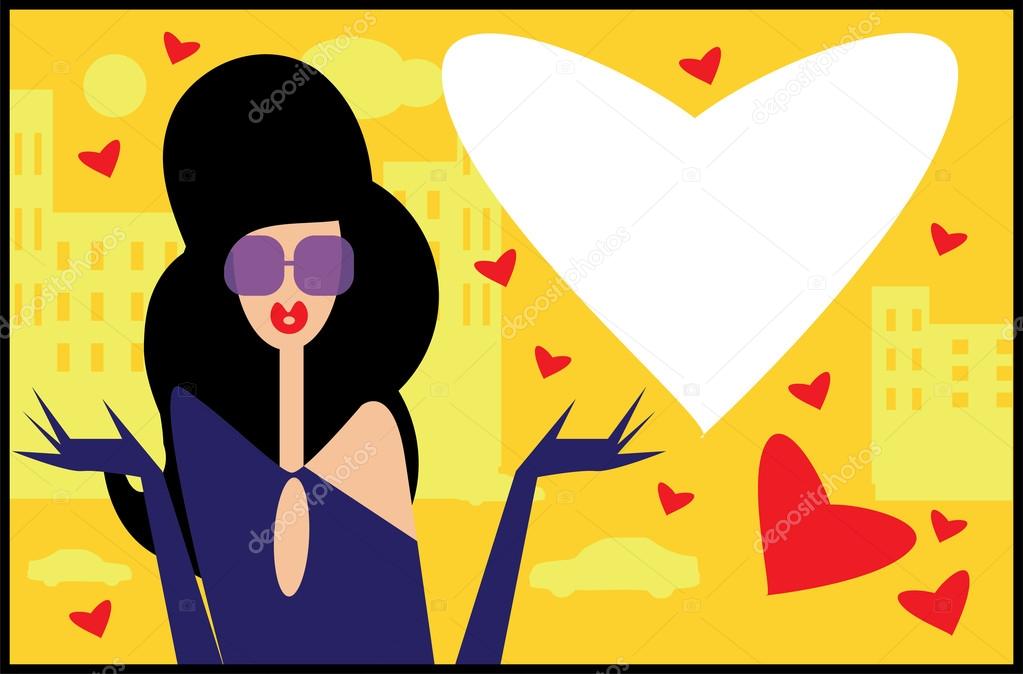 Pop Art Valentine Woman Background love card