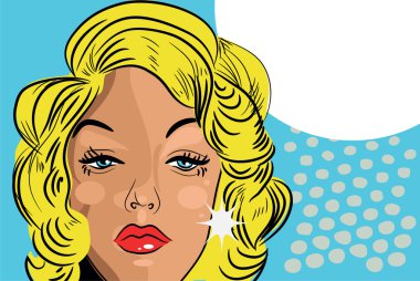 üzgün kadın beaitiful yüz komik dövme tarzı retro sarışın