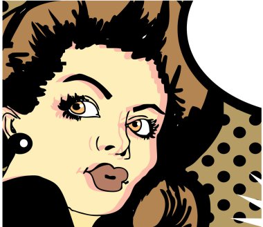 Retro saç stili ve makyajlı güzel bir poster kadını.