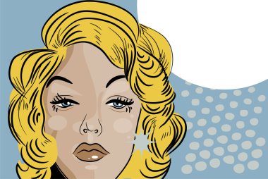 üzgün kadın beaitiful yüz komik dövme tarzı retro sarışın