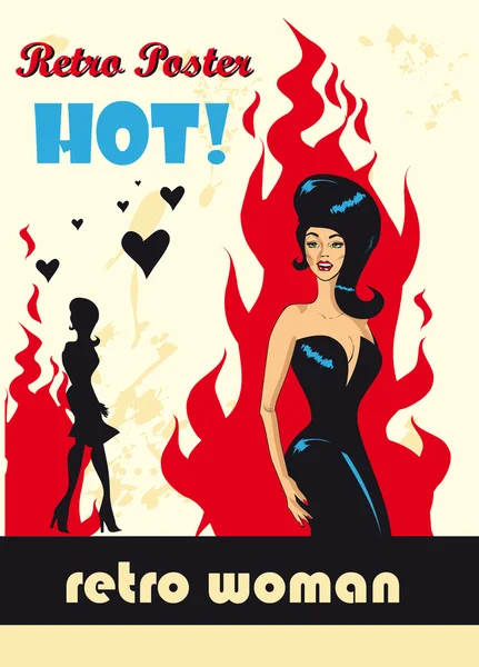 Retro poster hot woman in love — Stock Photo, Image