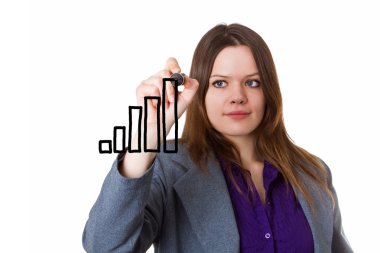 Young woman drawing a bar chart