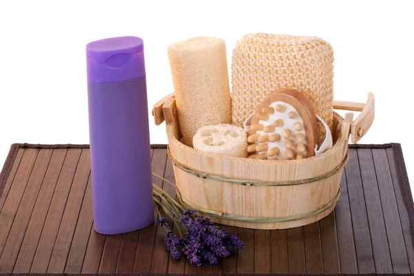 Gel de ducha con suministros de masaje —  Fotos de Stock