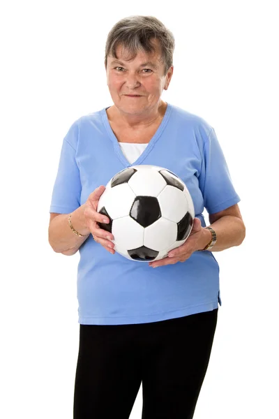 Mulher sênior com bola — Fotografia de Stock