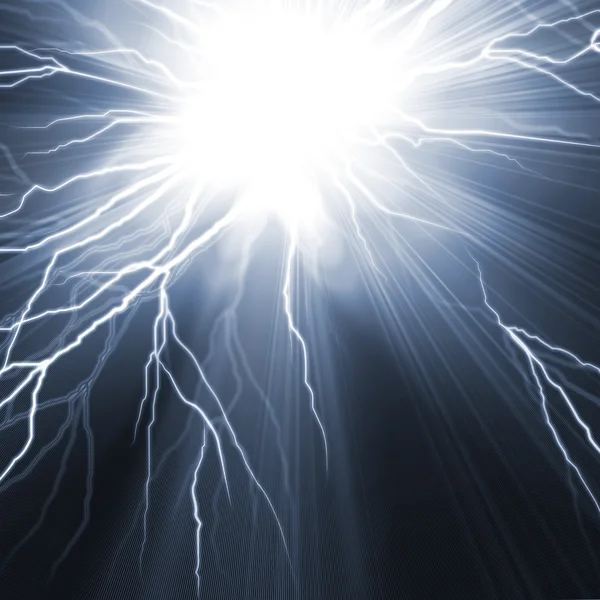 Electric flash of lightning on a dark — Stock Photo, Image