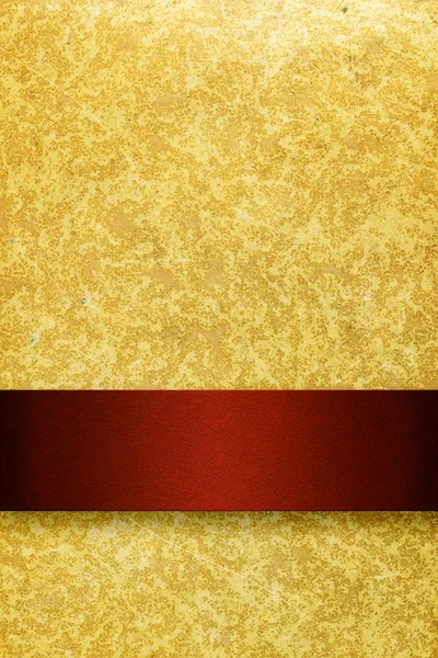 Zlaté pozadí s bohatou červenou stužku — Stock fotografie