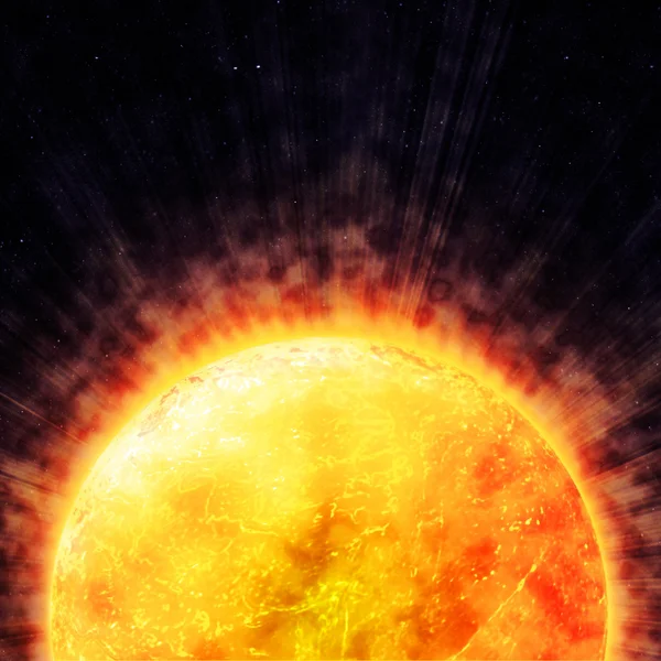 Sole con raggi nello spazio — Foto Stock