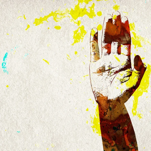 Grunge affisch av en hand — Stockfoto