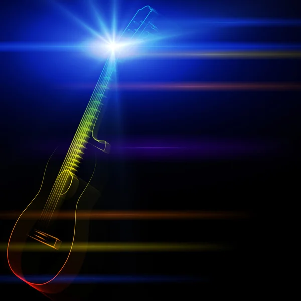 Neon světlo kytara — Stock fotografie