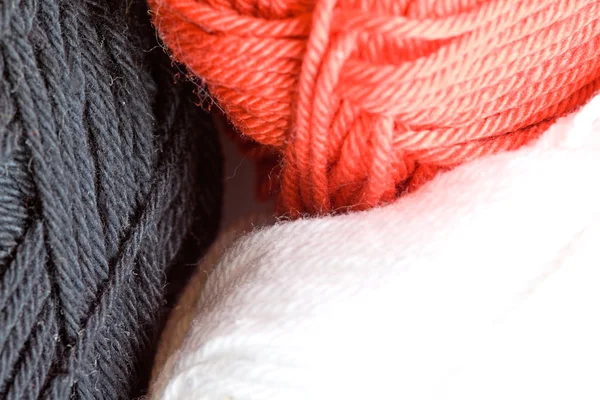 Balls of colored yarn. wool yarn in balls macro closeup. — Stock Photo, Image