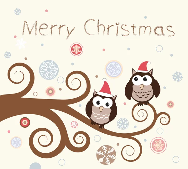 クリスマス カード。冬の枝に鳥. — ストックベクタ