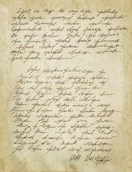 Old letter with vintage handwriting. Grunge.