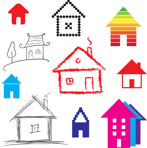 Simple stylized icon of houses