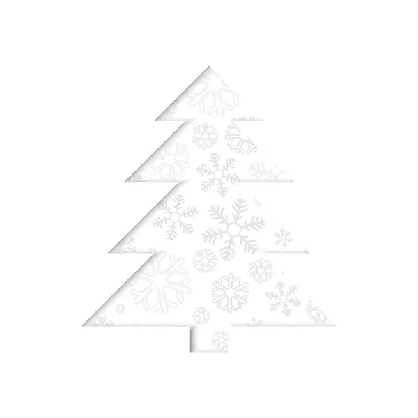 Retro stiliserad julgran med snöflinga. — Stock vektor