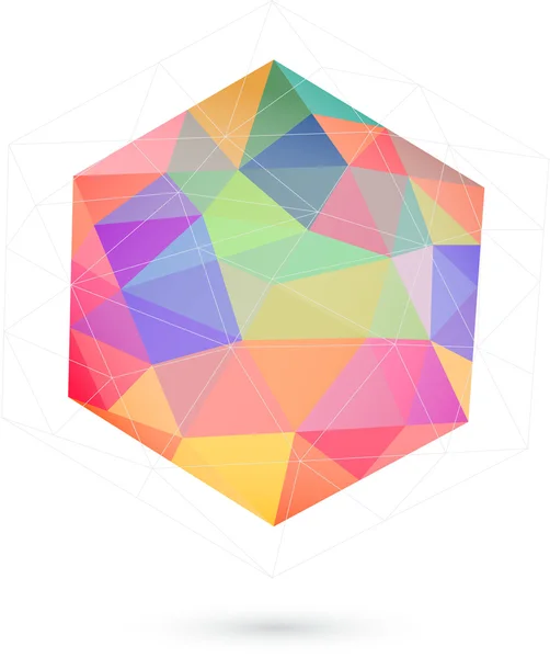 Colorful icosahedron for graphic design — Stock Vector