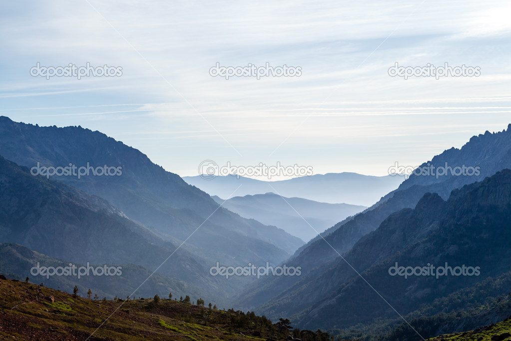 Mountains landscape, sunset in Corsica