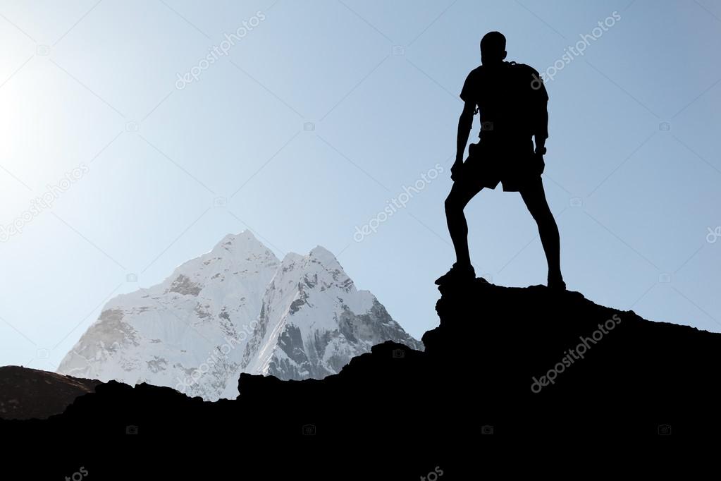 Man hiking silhouette