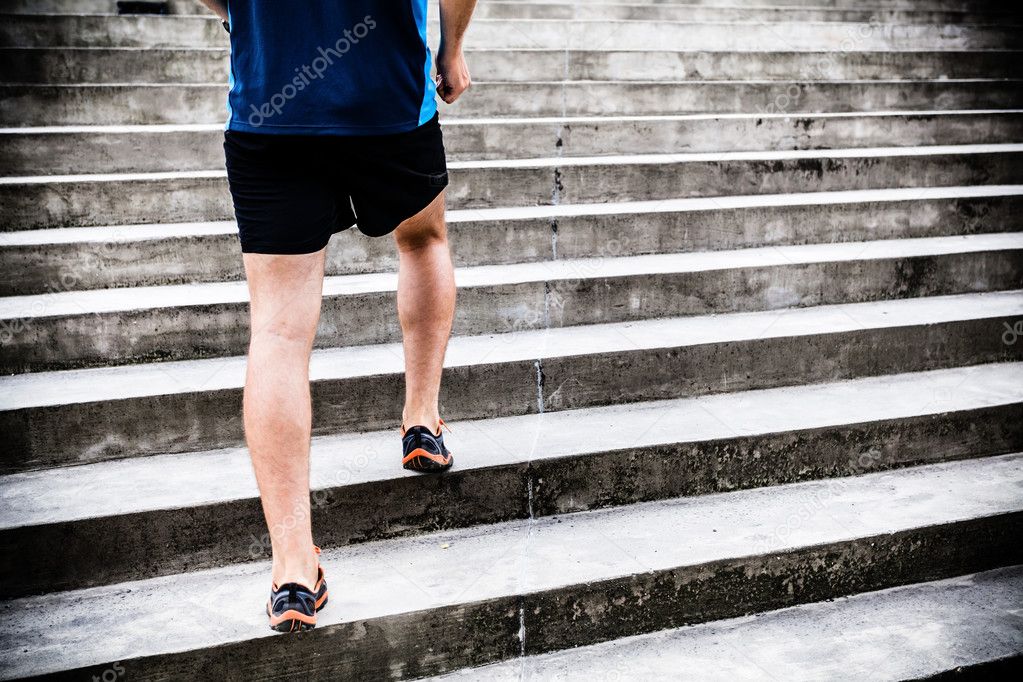 Man running on stairs, jogger