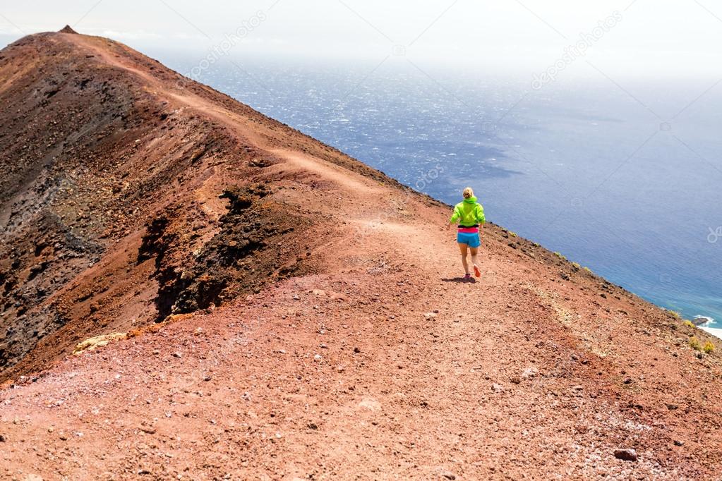 Trail cross country running in mountains